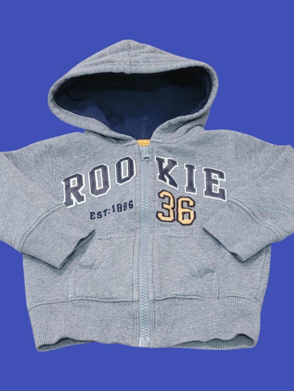 Garter's Boy's Gray Varsity-style 'Rookie' Full-Zip Fleece-lined Hoodie